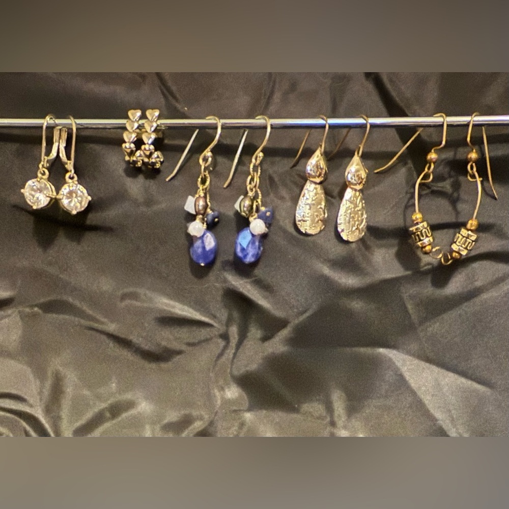 Bundle of 5 Fashion Earrings Silver Tone for Pierced Ears